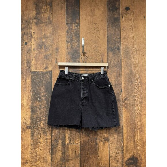 Abercrombie And Fitch Womens The Dad High Rise Short Black Cut Off Size 26 EUC - Picture 2 of 6